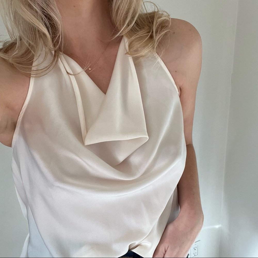 Satin cowl neck halter top